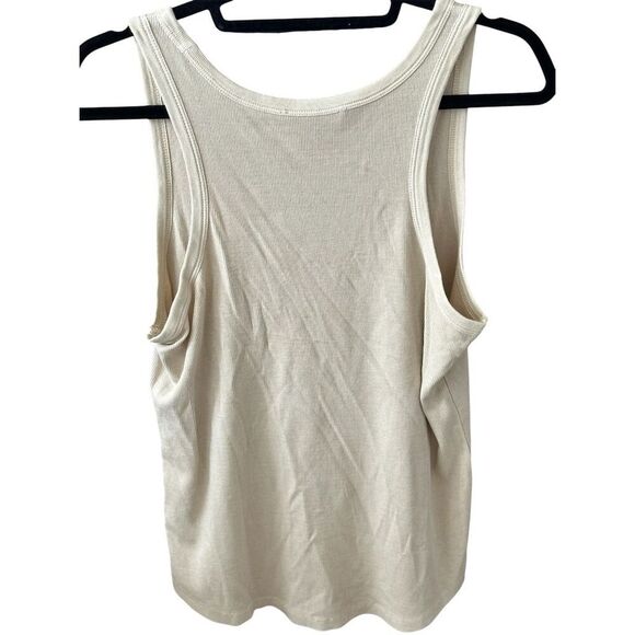 Treasure & Bond Women's Beige Ribbed Tank Top Size L Sleeveless Casual - Picture 3 of 6